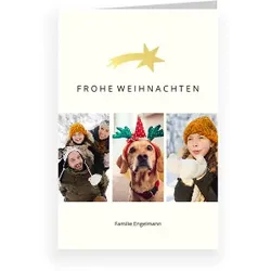 Weihnachtskarte: Sternschnuppe mit Fotos in Creme