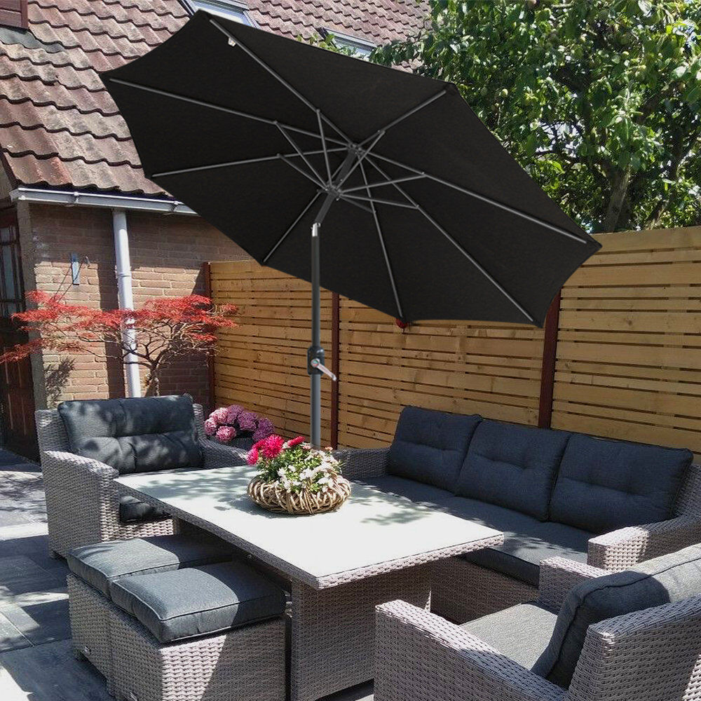 Dakota Fields Angalina Traditional Parasol Black 220cm H x 250cm W x 250cm D
