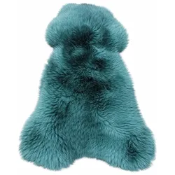 LAMMFELL Öko bunt gefärbt weich Fell Teppich Teal ca. 90 cm