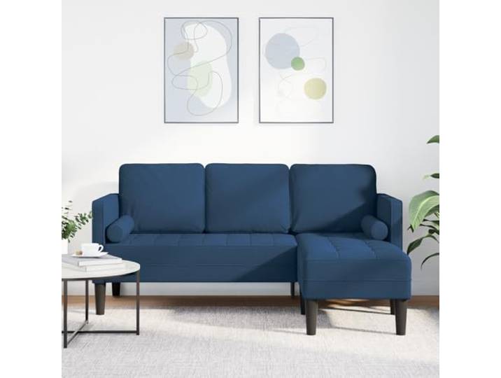 HEFZGDB 3-Sitzer L-Form Sofa Blau 160 cm Stoff Lounge Wohnzimmer Modernes Design Komfortabel Langlebig Stilvoll Einladend Polyester Bezug Stabile Buchenholz Rahmen Geräumig