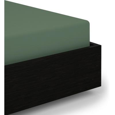 Spannbettlaken HECKETT & LANE "Elementi", grün (calla, grün), B:90cm L:200cm, Mako-Satin, Obermaterial: 100% Baumwolle, Bettlaken, Spannbettlaken, Laken aus 100% Baumwolle, hochwertiges Mako-Satin, Betttuch ab 90x200