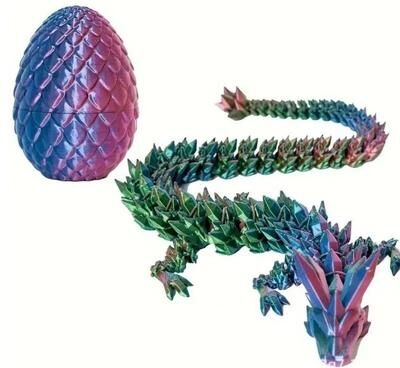Uplifted Finds Articulated Dragon Egg 3D Printed Desktop Ornament red green blue