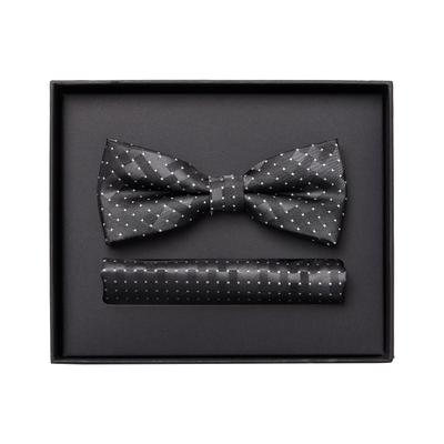 Fliege VENTI "VENTI Set aus Fliege und Einstecktuch gemustert", Herren, schwarz (grau), 100% Seide, Fliegen