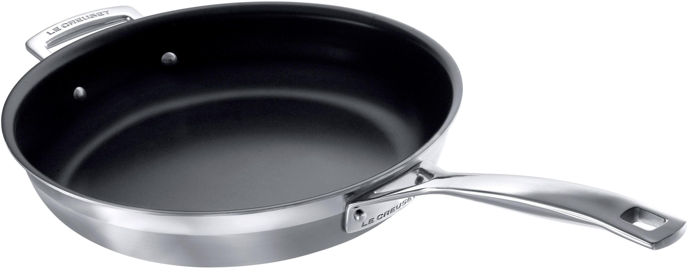Bratpfanne LE CREUSET "3-PLY 28 cm", schwarz (schwarz, silberfarben), Ø:28cm, Pfannen, Bratpfanne schwarz, silberfarben Ø 28cm