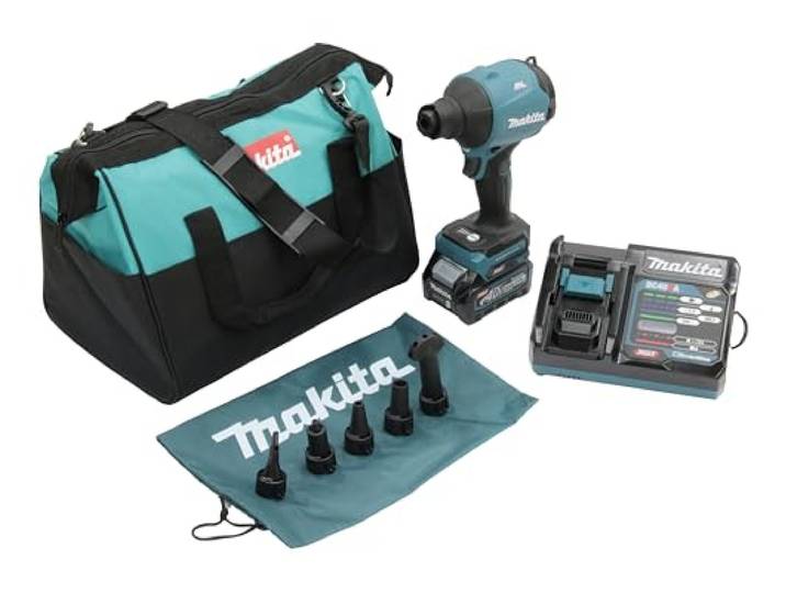 Makita AS001GA102 Ventilateur sans Fil 40 V Max. / 2\,0 Ah 1 Batterie + Chargeur dans Un Sac de Transport Bleu pétrole