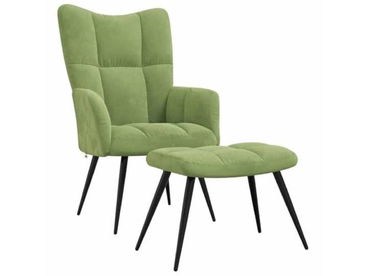 vidaXL Relaxsessel mit Hocker Hellgrün Samt