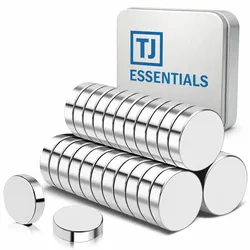TJ Essentials Neodym-Magnete – 12 × 5 mm – 20er-Set – N52 – Silber – Whiteboard- und Kühlschrankmagnete