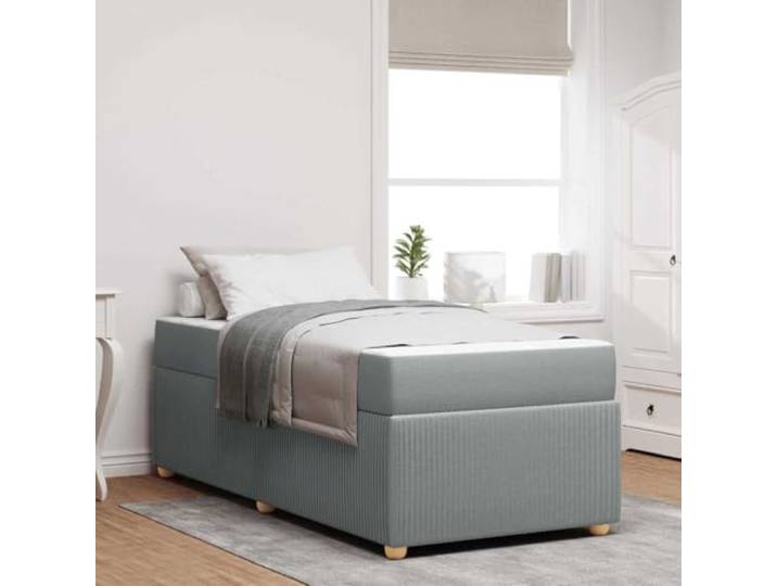 Schaumstoffrahmen minimalistisches Design Schlafsofa Hellgrau 80 x 200 cm Bettrahmen mit Matratze Hellgrau 80x200 cm Stoff Schlafsofa inklusive Kaltschaum Topper Stabiles Holzgestell