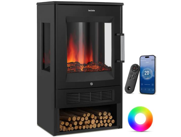 Elektrokamin Aidan, 2 Heizstufen, Flammeneffekt, Wifi App - schwarz