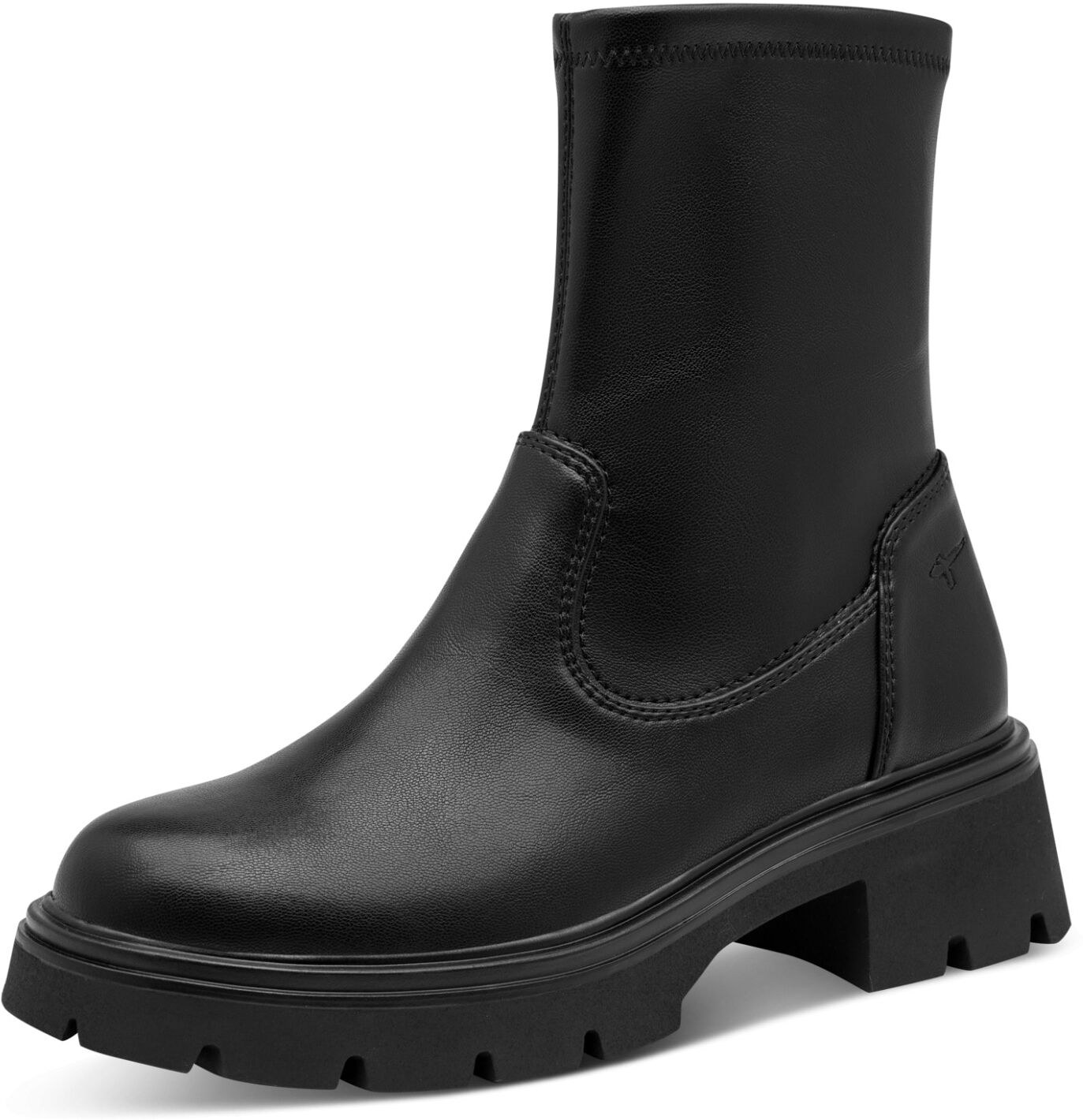 Stiefelette TAMARIS, Damen, Gr. 38, Synthetik Textil, schwarz, Lederimitat, Schuhe Stiefelette, Blockabsatz, Boots mit dezenten Ziernähten