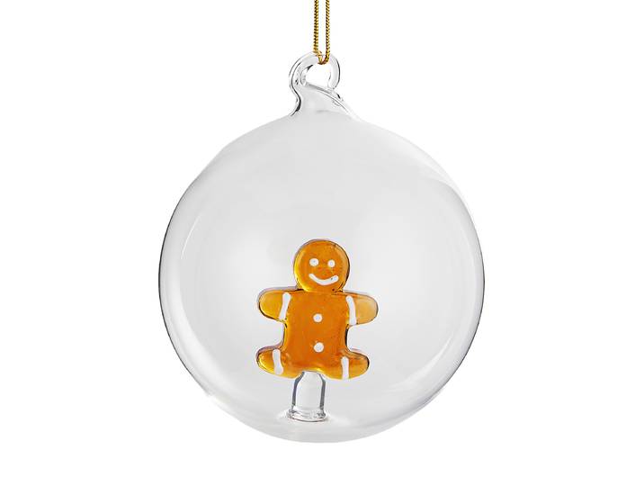 home24 Glazen kerstbal peperkoekman Ø 9cm transparant