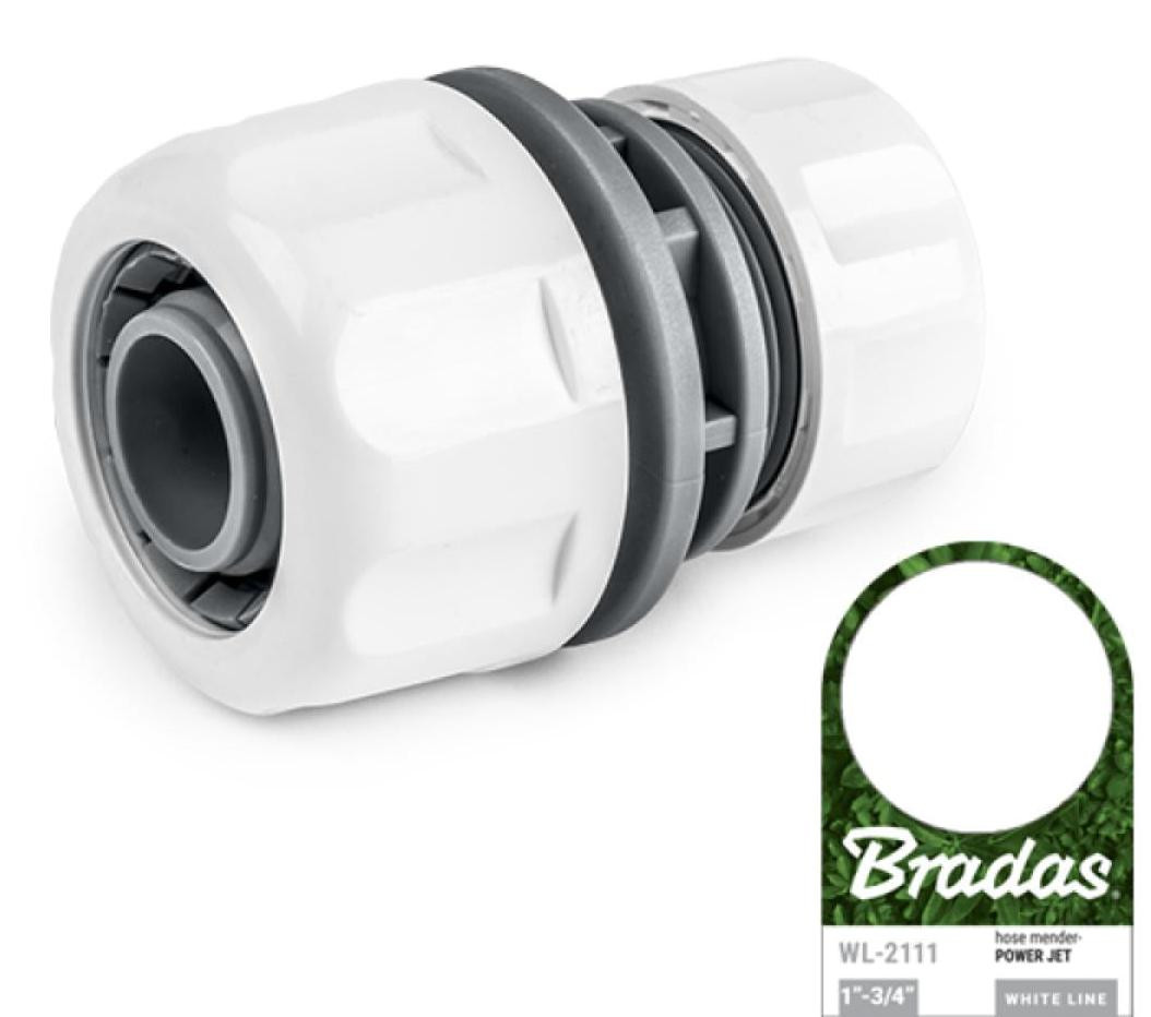 Bradas WL-2111 slangkoppeling WHITE LINE 1 inch naar 3/4 inch wit