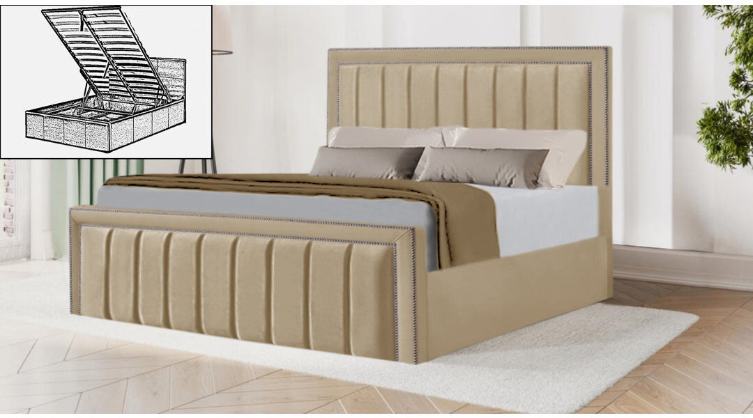 Brayden Studio Luciana Upholstered Velvet Lift Up Storage Ottoman Bed Mink Single (3')