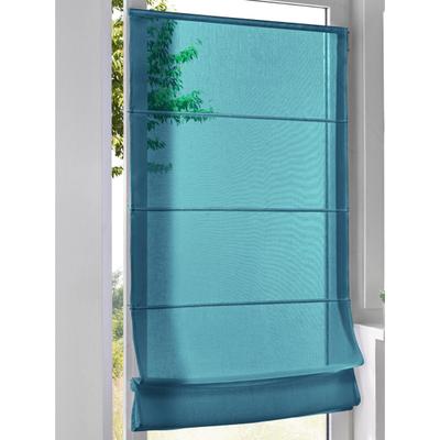 Raffrollo KUTTI "Brondby Move" Gr. 4, blau (türkis), B:70cm H:130cm, Obermaterial: 100% Polyester, Raffrollos, Klemmfix, Klemmträger, halbtransparent, uni, Basic, pflegeleicht