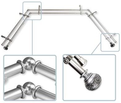 "InStyleDesign Nadine 13/16"" Double Bay Window Curtain Rod"