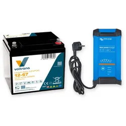 Voltrana Landstrom-Set 12,8V 67Ah Lithium LiFePO4 Batterie mit Victron Blue Smart IP22 12/15