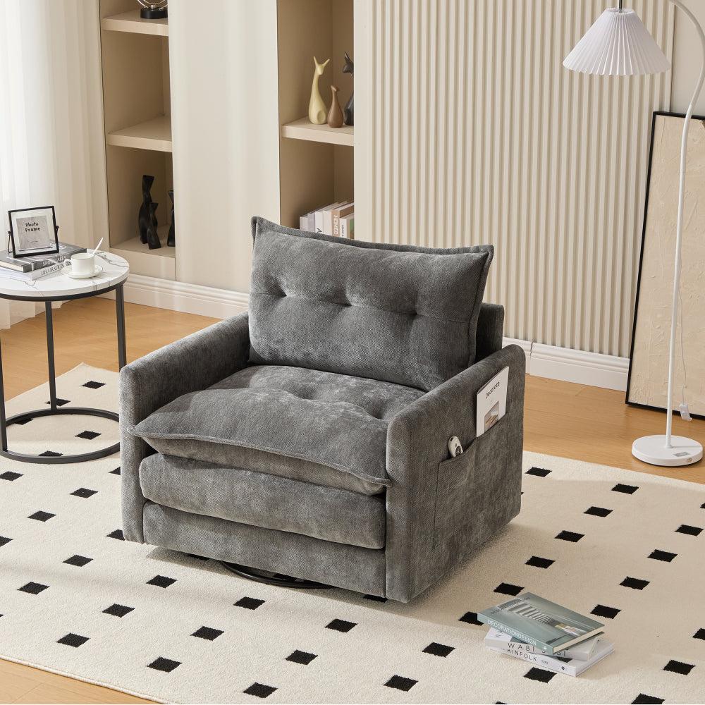 Drehbarer Loungesessel mit Armlehnen, großes Einzelsessel für Wohnzimmer, Schlafzimmer, Arbeitszimmer und Büro, moderner Sessel mit Kissen, ideal zum Entspannen