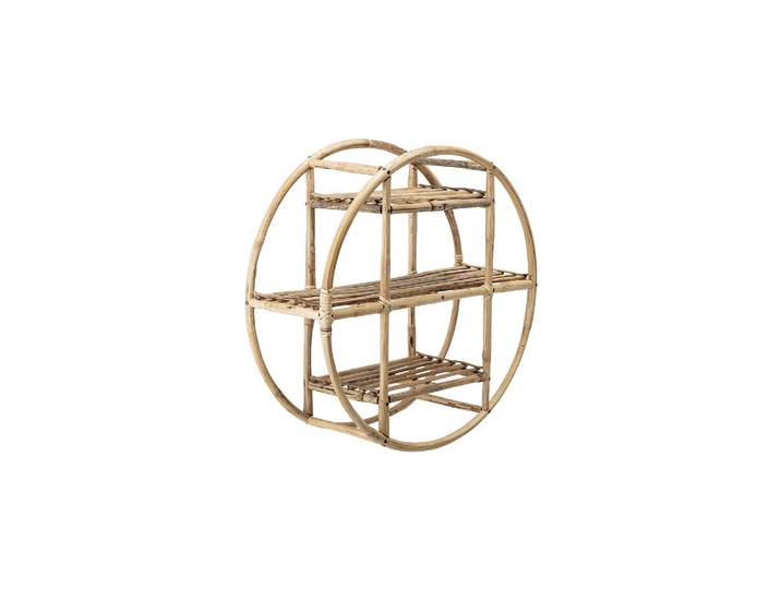 Etagère murale en rotin beige, étagères multiples, forme arrondie