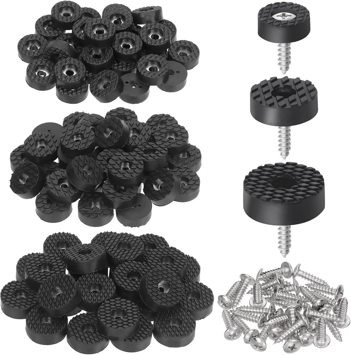 30 mm ronde zwarte meubelpads - Antislip rubberen voetjes voor meubels met schroeven
