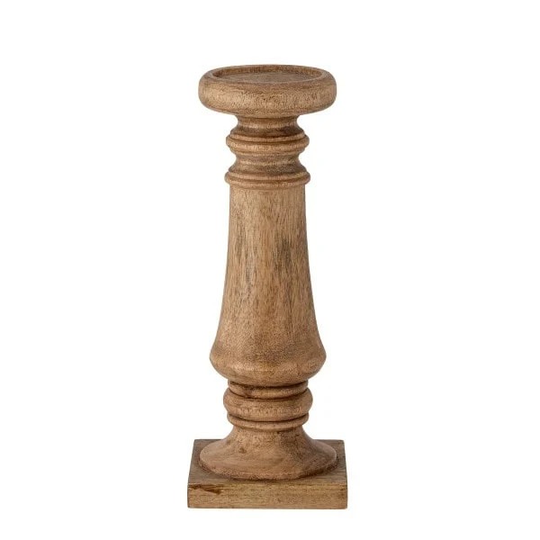 Bloomingville Noore kandelaar voor stompkaarsen, beige/bruin, hout, Hoogte: 12 cm