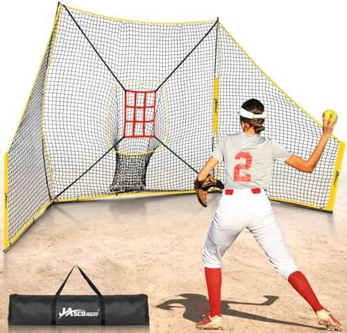 Baseball- und Softball-Schlagnetz mit Seitennetzen, großer Ballsammeltasche und Tragetasche, 3,6 x 2,1 m