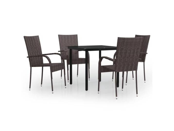 Outdoor Esszimmer-Set 5-teilig braun schwarz 02_0013564