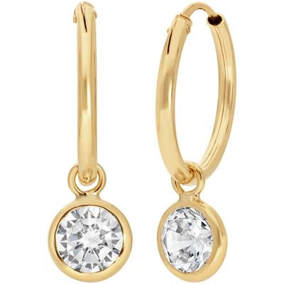 Paar Creolen FIRETTI "Schmuck Geschenk Gold 375 Ohrschmuck Ohrringe Solitär", gold (gelbgoldfarben, kristallweiß, kristallweiß), Ohrringe, Damen, 12mm, Gelbgold 375, mit Zirkonia (synth.) - Einhänger abnehmbar
