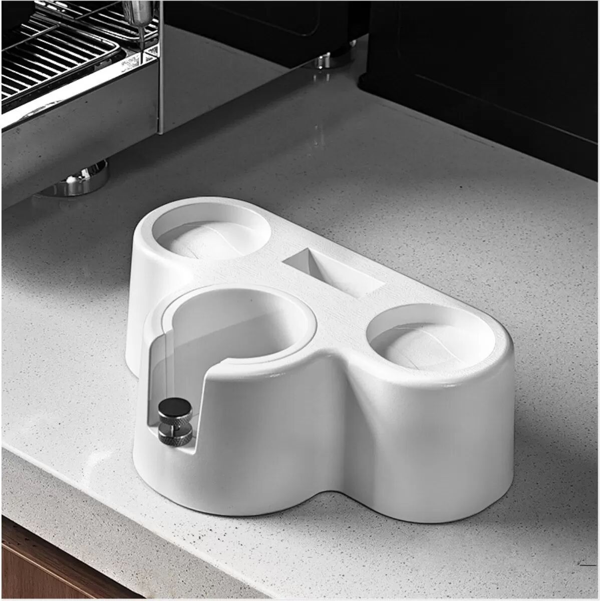 INF 51/53/58mm Universal Espressotamping-Station – ABS Mehrfach-Loch Tamper-Organizer für Portafilter Weiß