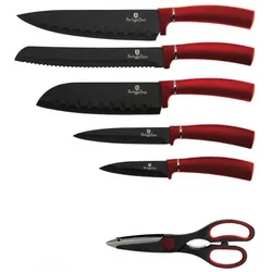 BerlingerHaus Knife Set With Stand Bh-2582, Küchenmesser, Rot, Schwarz