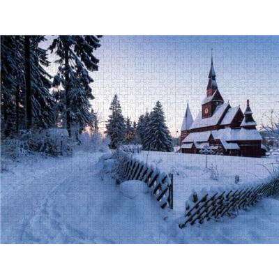CALVENDO Puzzle Stabkirche in Hahnenklee-Bockswiese 1000 Teile Puzzle quer | 1000 Teile Lege-Größe 64 × 48 cm Foto-Puzzle für glückliche Stunden