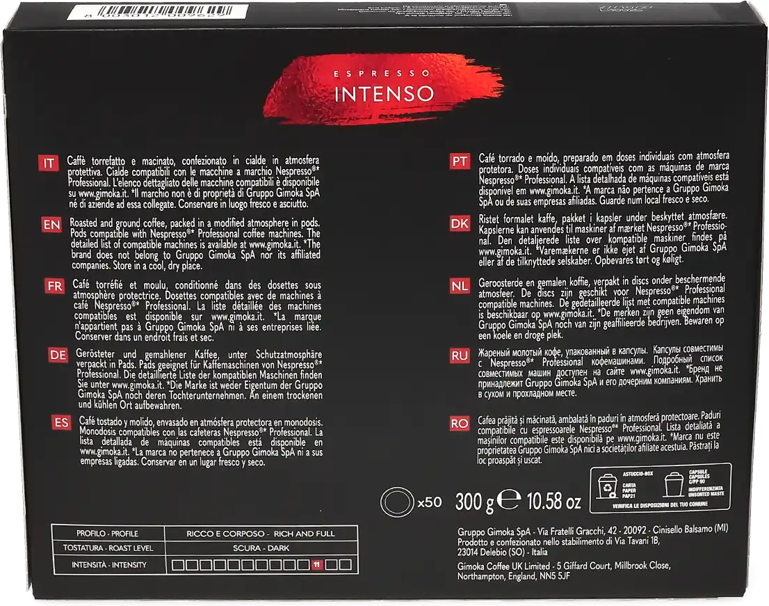 Gimoka   Espresso Intenso - 50 Capsules de café pour Nespresso® Pro - Espresso - Compatible Nespresso® Pro