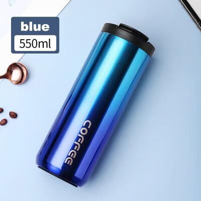 Inspired Finds 400ml Stainless Steel Thermal Coffee Mug Leak Proof Travel Thermos Cup blue 550ml