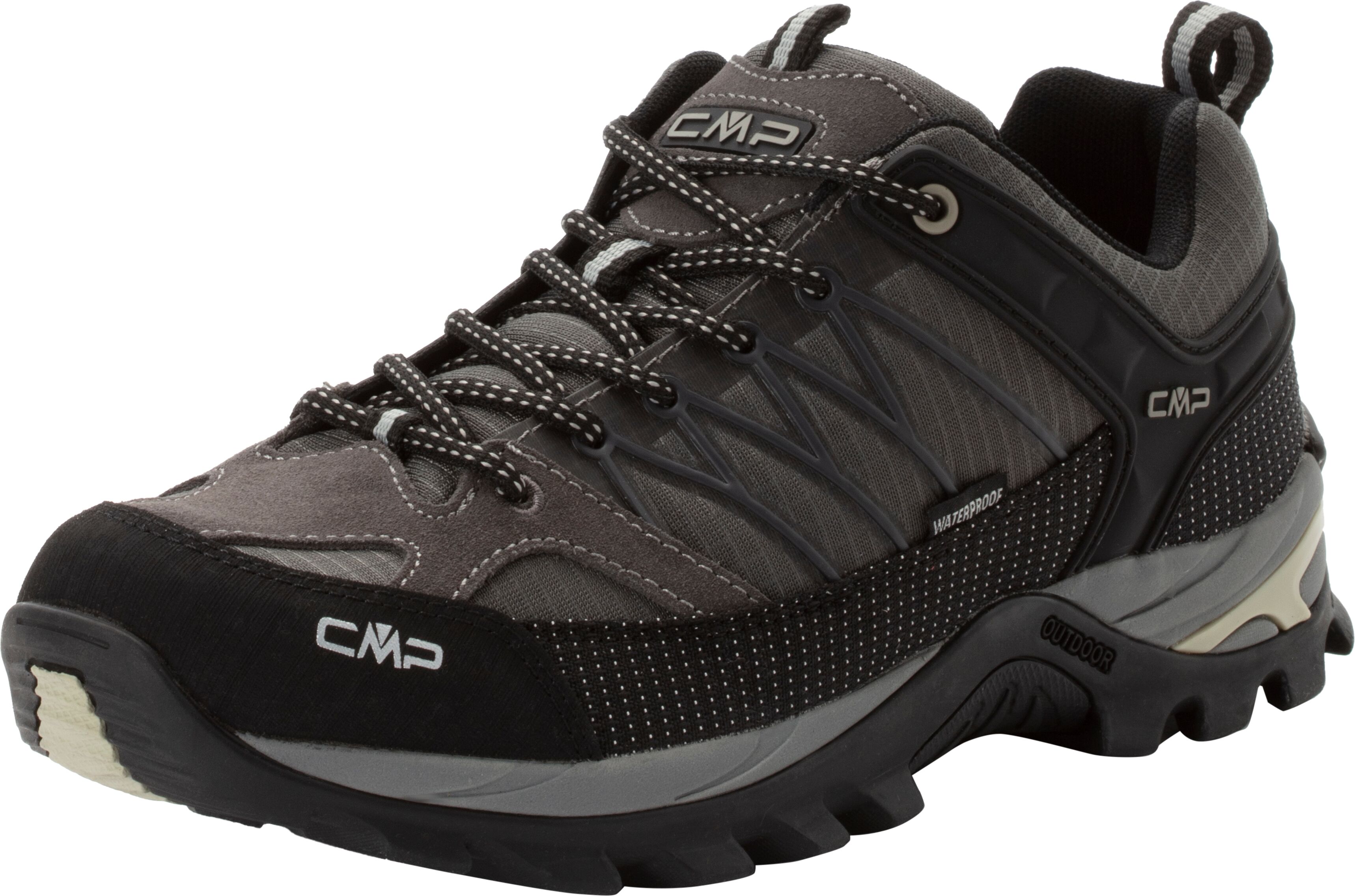 Wanderschuh CMP "RIGEL LOW WP TREKKING SHOES", Herren, Gr. 47, Synthetik, grau, Leder, Synthetik, Schuhe Wanderschuh, wasserdicht grau 47, Synthetik