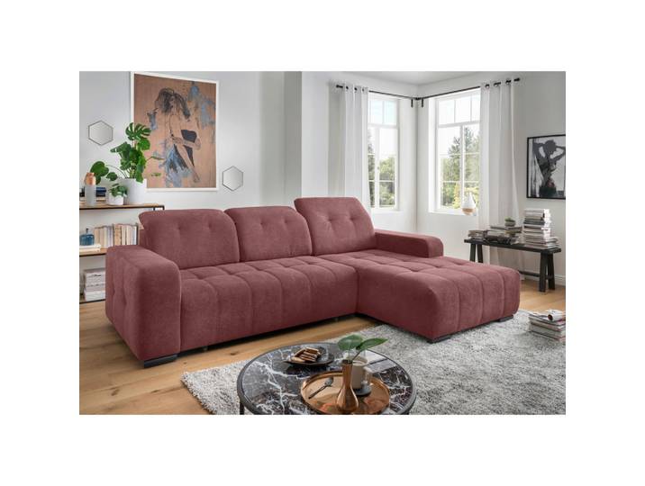 Livetastic Ecksofa Vicari, Rosa, Metall, Uni, Ottomane rechts, L-Form, 292x185 cm, Liegefunktion, USB-Anschluss, elektrischer Sitzvorzug, USB-C-Anschluss, Wohnzimmer, Sofas & Couches, Wohnlandschaften, Ecksofas