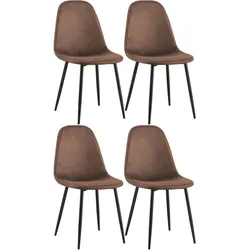 CLP 4er Set Esszimmerstühle Napier Kunstleder   Farbe: braun, Material: Kunstleder