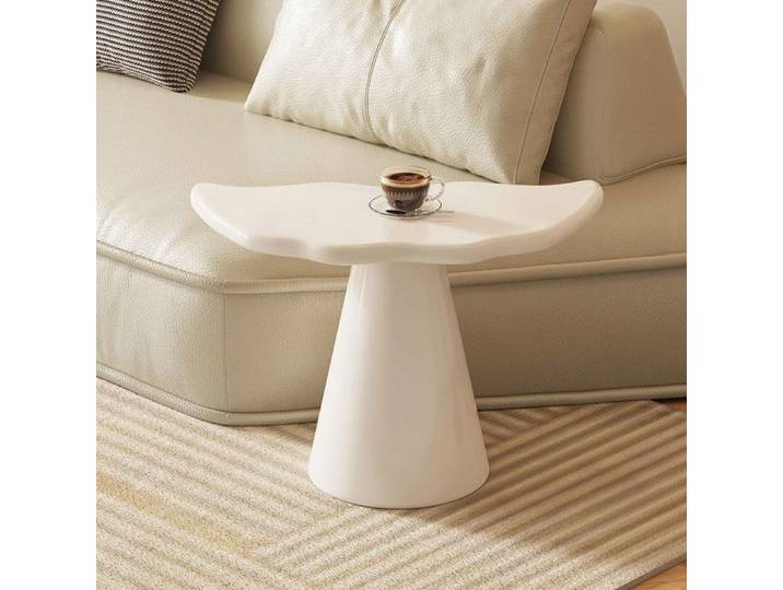 Table d'appoint moderne en blanc crème design épuré pour salon table basse décorative - Parfait pour canapé déco intérieure