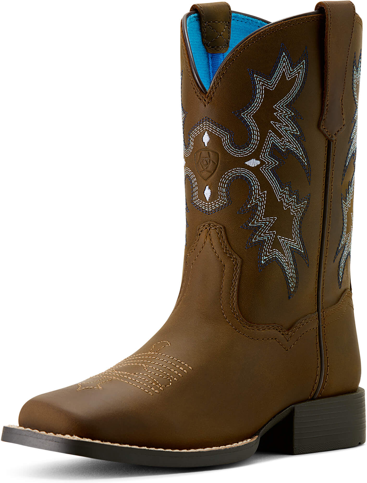 Kid's Tombstone Wide Square Toe Western Boots in Distressed Brown, Size: 12.5 K B / Medium by Ariat