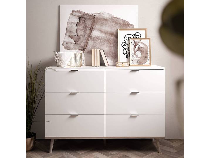 Commode avec tiroirs 120cm Blanc/Marron