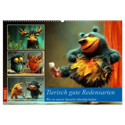 Tierisch gute Redensarten (Wandkalender 2026 DIN A2 quer), CALVENDO Monatskalender