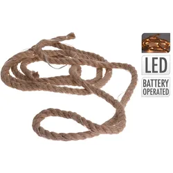 EDM FESTE BATTERIEBETRIEBENE GIRLANDE 30 MIKROLEDS JUTE-SEIL WARMWEISSES LICHT 3,03 M