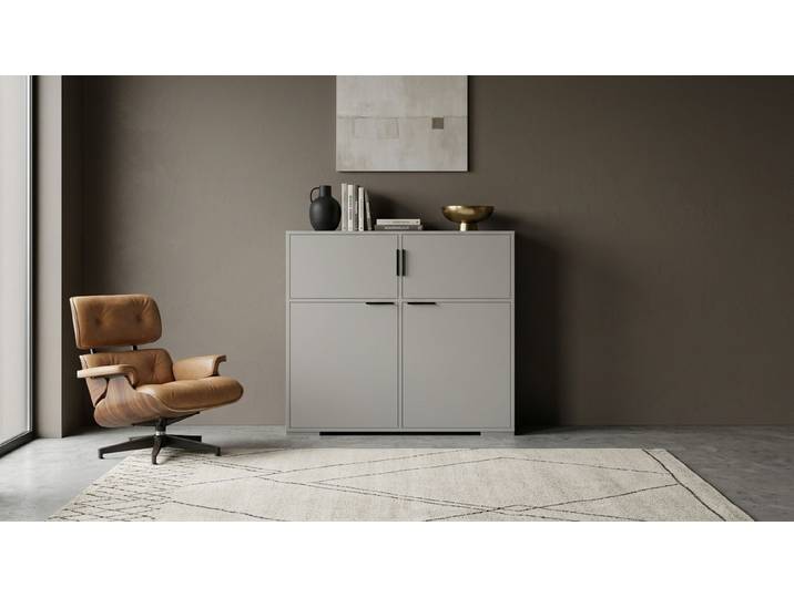 Buffet - avec de nombreuses options Mélaminé premium Gris