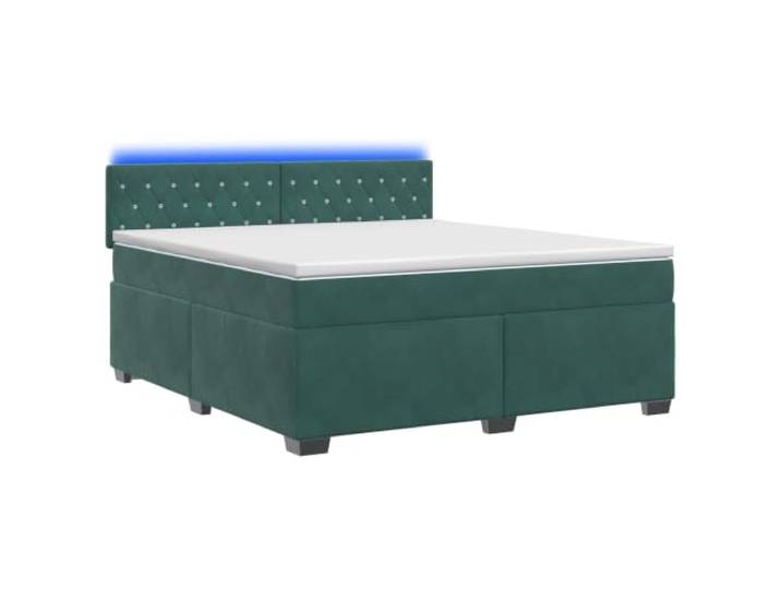 KTHLBRH Bett mit Laufgitter, Matratze und LED, Dunkelgrün, 140 x 190 cm Mehrfach höhenverstellbares Kopfteil, Taschenfedern, USB-Anschluss, abnehmbare Abdeckungen, technisches Holz, Samt