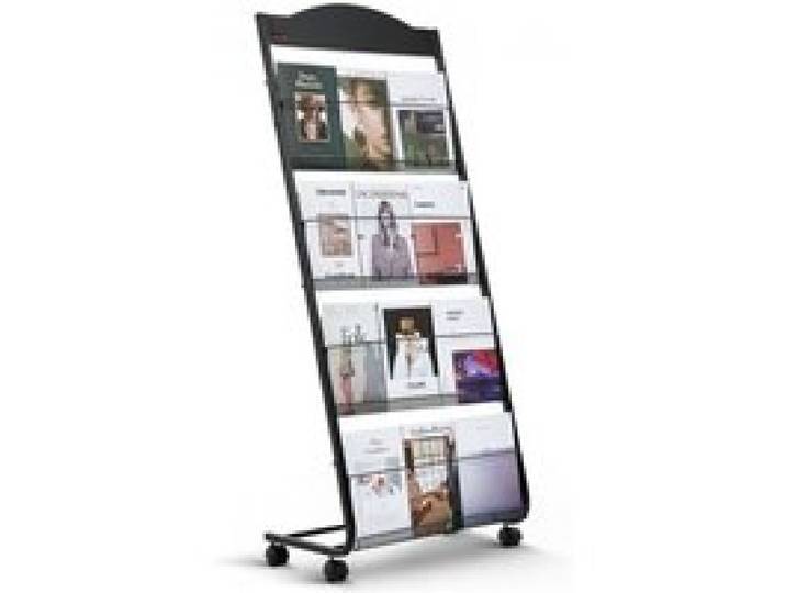 VEVOR faltbarer Prospektständer Zeitschriftenständer mit 4 Taschen, rollbarer Literaturständer Kataloghalter Schrägsteller, Buchständer Bodenaufsteller für Messe, Büroshows, Ausstellung