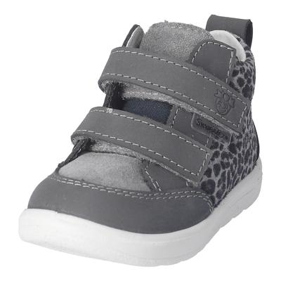 Sneaker PEPINO BY RICOSTA "LIA, WMS: mittel", Mädchen, Gr. 25, weiß (grau), Veloursleder, Schuhe Sneaker, Klettschuh, Babyschuh mit Kontrastbesatz, Größenschablone zum Download