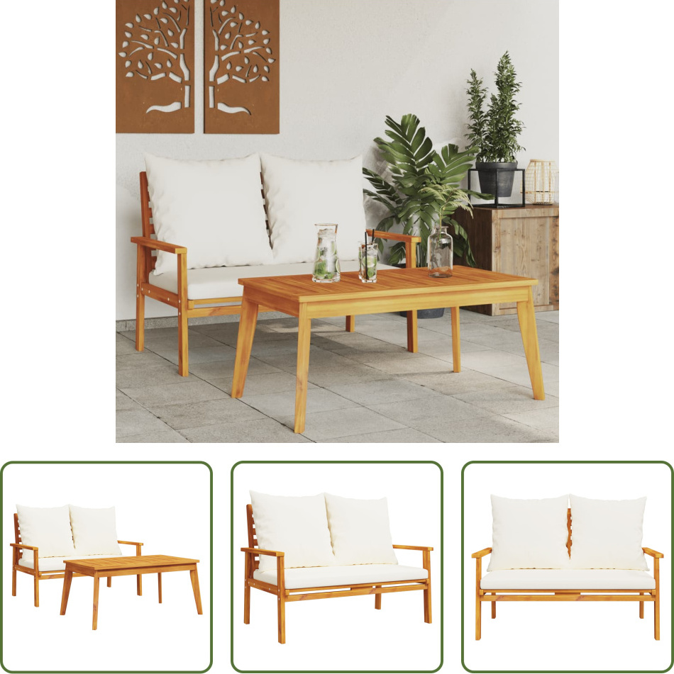 The Living Store Gartensofa-Set mit Kissen Massivholz Akazie