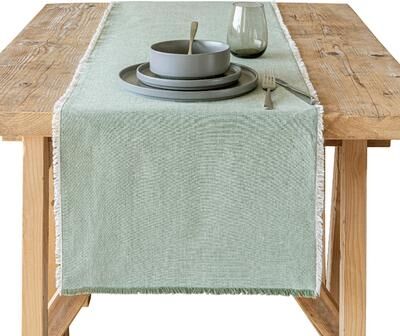Over&back Woven Frayed Chambray Cotton Table Runner