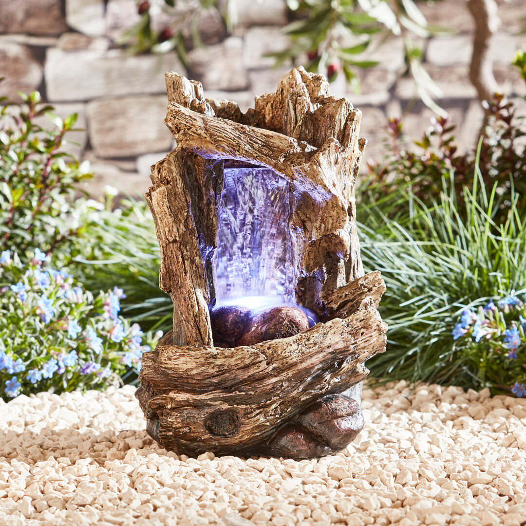 Dakota Fields Waroona Outdoor Weather Resistant Waterfall Fountain with Lights 27.5cm H X 18cm W X 14.5cm D
