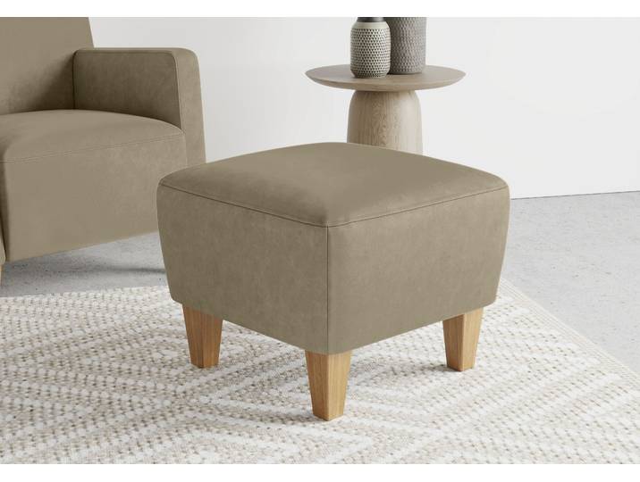 Polsterhocker, Luxus-Microfaser, Beige, 56×46 cm, Gepolstert, Sit&More