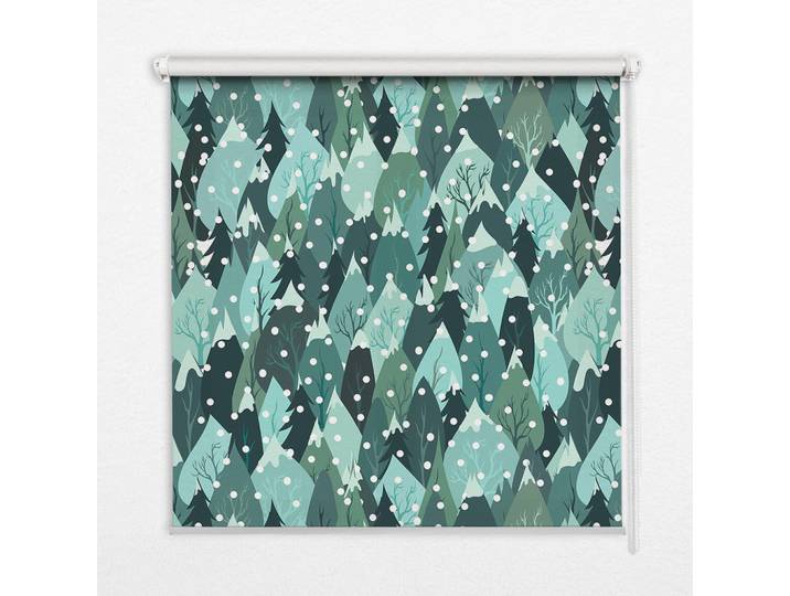 Tulup Innenrollo - Fensterrollo - Rollo - 90x140 cm - Wald und fallender Schnee, Blau, Kunststoff, Rechteckig, 90x140x0.5 cm, Heimtextilien, Vorhänge, Rollos