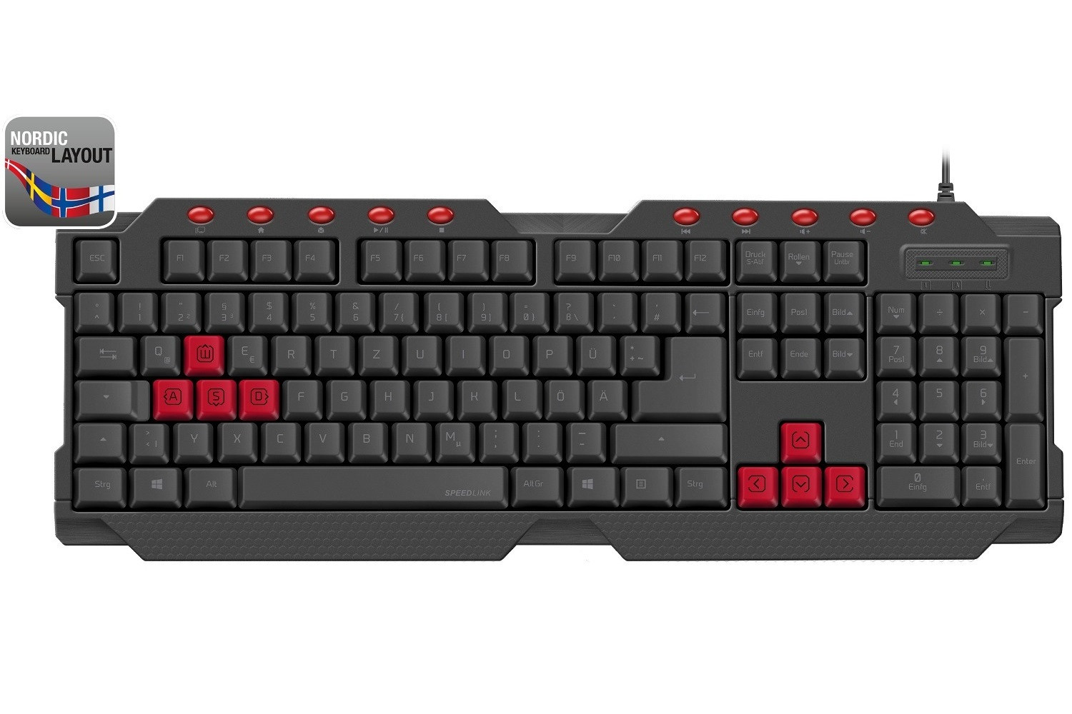 Speedlink FERUS Gaming-toetsenbord, zwart, Nordic-lay-out